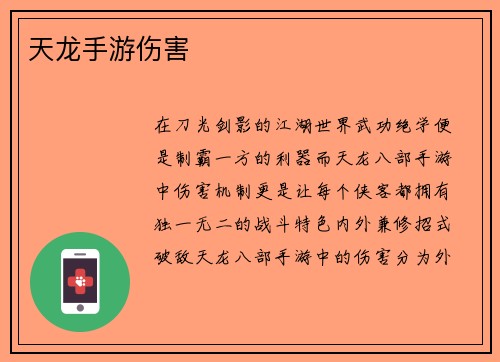 天龙手游伤害