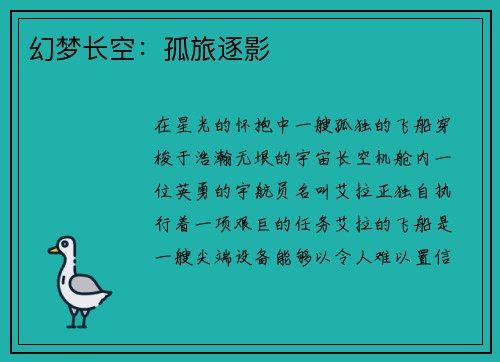幻梦长空：孤旅逐影